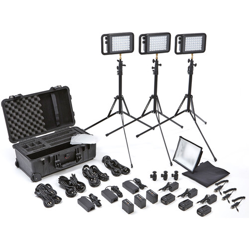Litepanels Lykos Bi-Color Flight Kit with Battery Bundle with EU AC Adapter 935-3103