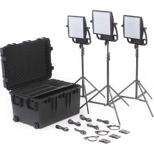 Litepanels Astra 3X Traveler Bi-Color Trio 3-Light Kit with Gold Mount Battery Brackets 935-3209