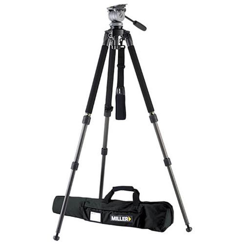 Miller 1643 Miller Solo DV Alloy Tripod (black) with DS-20 Fluid Head, Camera Plate, Pan Arm, and Soft Case- Supports up to 22 lb (10 kg) 1643