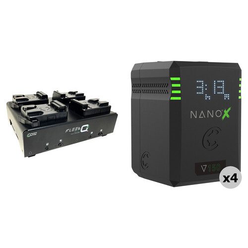 Core SWX 4 x NANOX V150Wh Batteries + Fleet Q4 Quad Charger Kit (V-Mount)