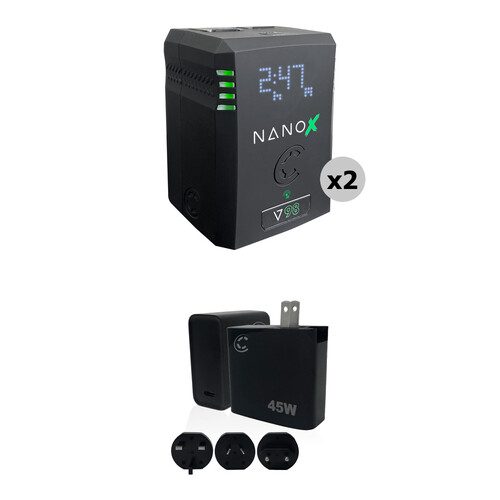 Core SWX NANOX V98 2-Battery Kit + 45W Fast Charger (V-Mount)