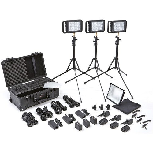 Litepanels Lykos+ Bi-Color LED Flight Kit with Batteries (US Power Cables) 935-3192